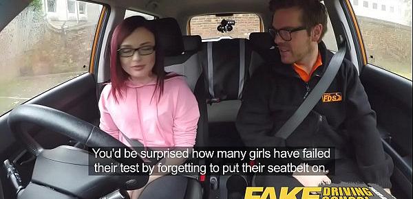  Fake Driving School 19yr old petite American student creampie lesson